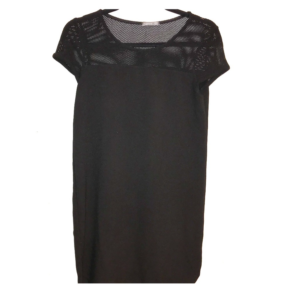 Black dress with see thru shoulder top